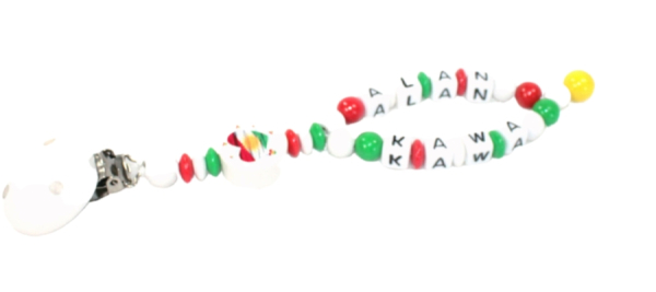 Personalisierte Schnullerkette mit kurdischer Flagge und Doppelnamen